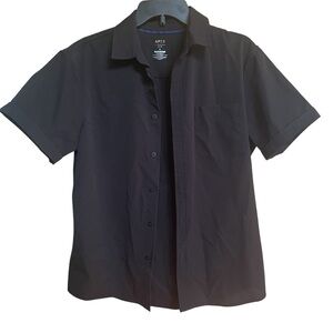 Apt 9 Men's Black Short Sleeve Performance Button Front Shirt size M slim fit